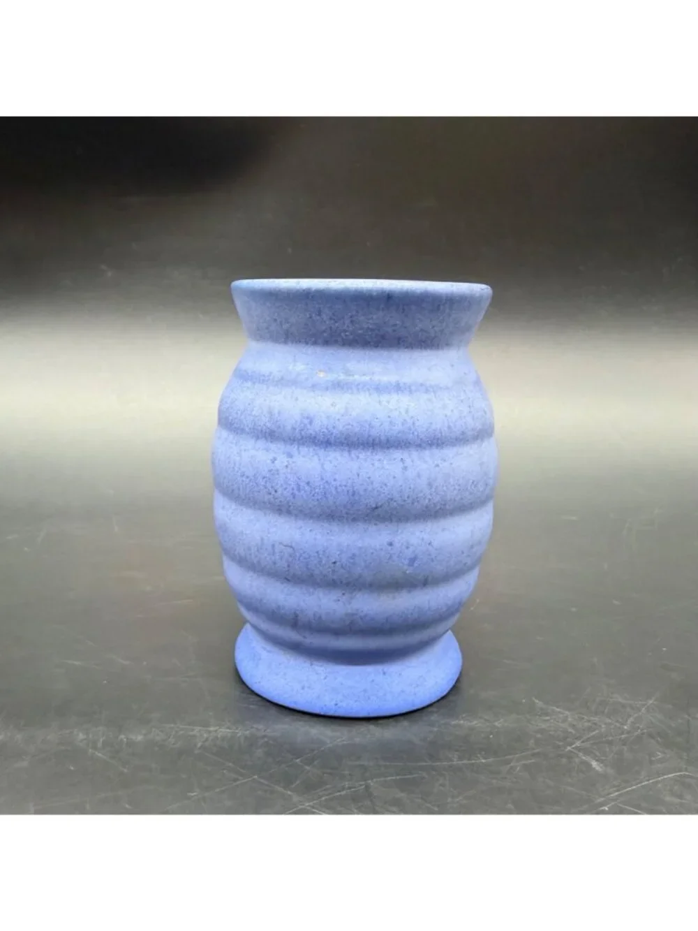 Niloak Vase Blue Ribbed Matte Pottery Beehive Arts and Crafts Mission Style